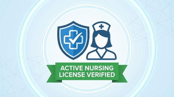 Badge: active nursing license verified